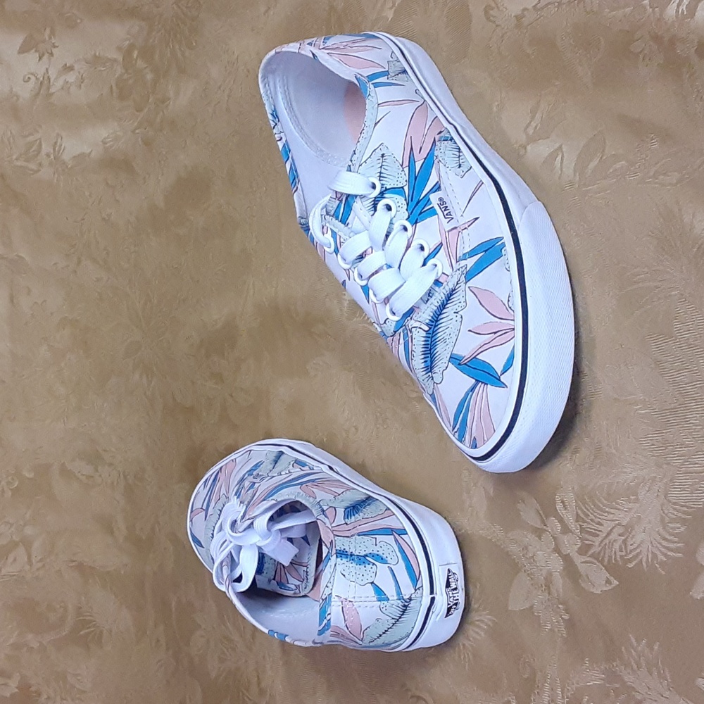 Vans Floral Sneakers Canvas Low Top Lace-Up Hawaiian Size 9.5 Women's 8.0 Men's